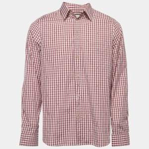 Gucci Red Squared on Mini G Cotton Button Front Full Sleeve Shirt M