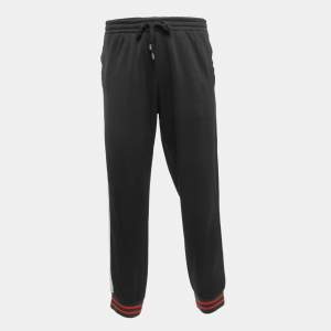 Gucci Black Knit Logo Web Stripe Detail Track Pants L 