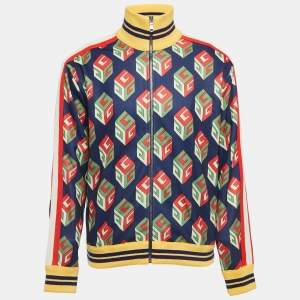 Gucci Multicolor Print Knit Zip Front Sweatshirt M