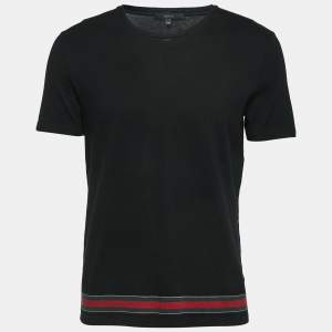 Gucci Black Cotton Web Striped Crew Neck T-Shirt XXL