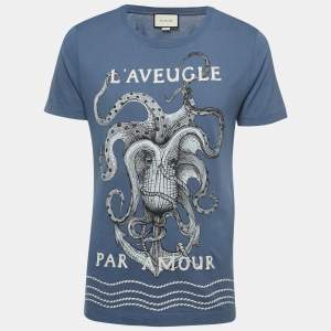 Gucci Blue Octopus Printed Cotton T-Shirt XS