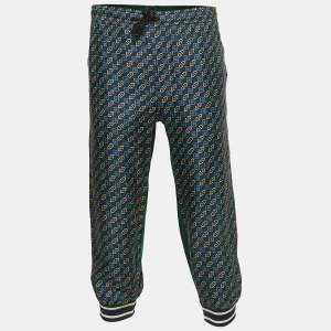 Gucci Multicolor Print Cotton Velvet Trimmed Drawstring Joggers XS