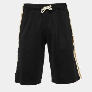 Gucci Black Knit Logo Stripe Detailed Bermuda Shorts S