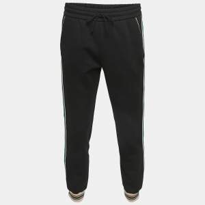 Gucci Black GG Patterned Knit Side Stripe Detailed Joggers S