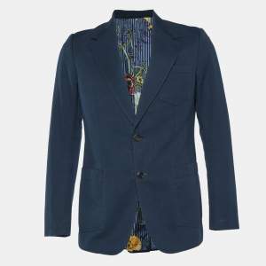 Gucci Navy Blue Cotton Button Front Blazer M