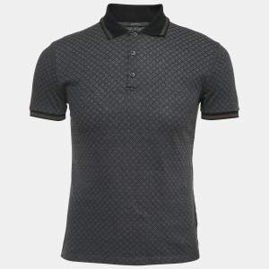 Gucci Black Patterned Cotton Web Stripe Detailed Polo T-Shirt XS