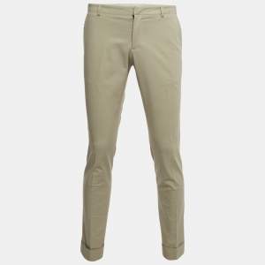 Gucci Beige Cotton Web Detail Slim Fit Trousers M