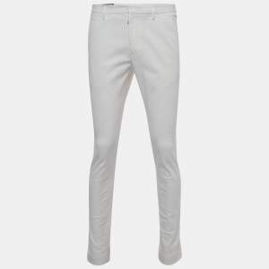 Gucci White Cotton Riding Slim Fit Trousers M