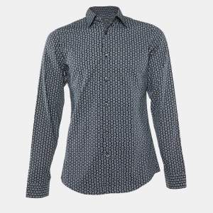 Gucci Black Horsebit Print Cotton Slim Fit Long Sleeve Shirt S