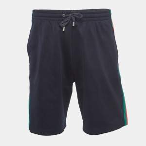 Gucci Navy Blue Side Stripe Technical Jersey Shorts S