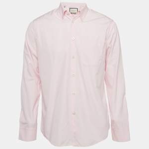 Gucci Pink Cotton Button Front Duke Shirt L