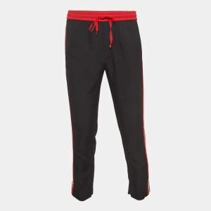 Gucci Black Crepe Contrast Trim Detailed Joggers XS