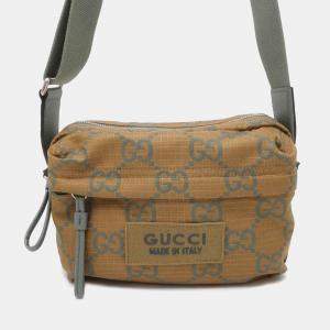 Gucci Khaki/Grey Polyster Small GG Ripstop Crossbody Bag 