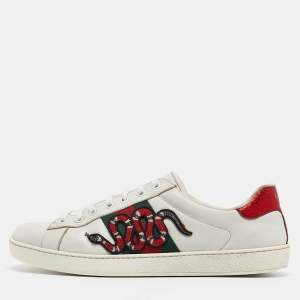 Gucci White Leather Web Ace Sneakers Size 42.5