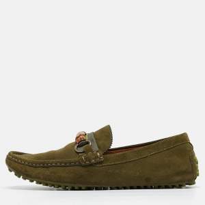 Gucci Green Suede Slip On Loafers Size 43