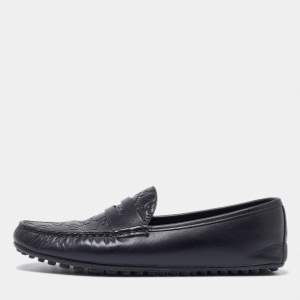 Gucci Black Guccissima Leather Penny Slip On Loafers Size 42