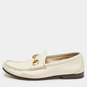 Gucci Cream Leather 1953 Horsebit Loafers Size 41.5