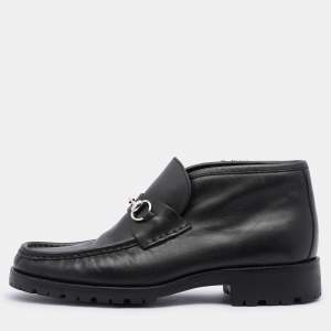 Gucci Black Leather Horsebit Loafers Size 44