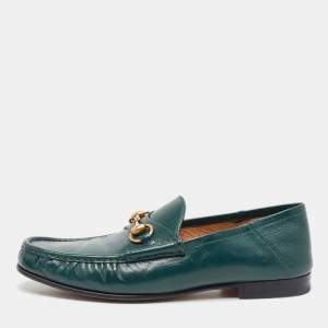 Gucci Green Leather Horsebit Loafers Size 42.5