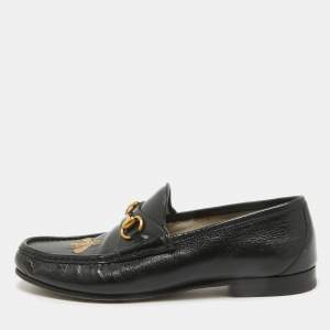 Gucci Black Leather Horsebit Loafers Size 42.5