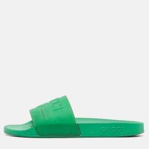 Gucci Green Rubber Slide Sandals Size 45