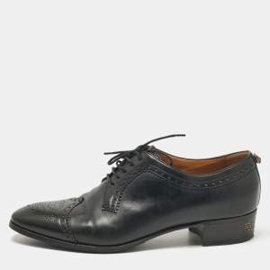 Gucci Black Leather Lace Up Derby Size 44.5