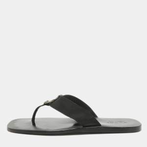 Gucci Black Canvas Thong Sandals Size 41.5