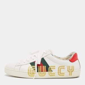 Gucci White Leather Guccy Ace Sneakers Size 40