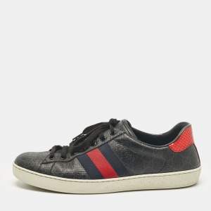 Gucci Black GG Supreme Canvas Web Ace Sneakers Size 43