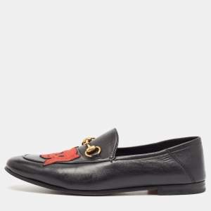 Gucci Black Leather Slip On Loafers Size 43