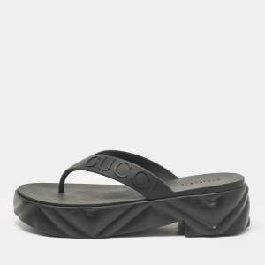 Gucci Black Rubber Thong Sandals Size 38