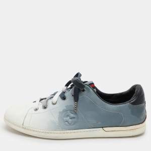 Gucci Blue Ombre Leather Low Top Sneakers Size 41.5