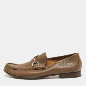 Gucci Brown Leather Horsebit Loafers Size 44.5