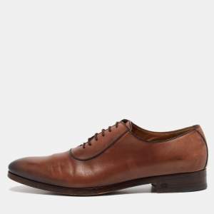 Gucci Brown Leather Lace Up Oxfords Size 44.5