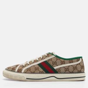 Gucci Brown Canvas Tennis 1977 Slip On Sneakers Size 43