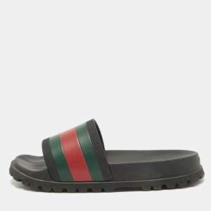 Gucci Black Rubber Slide Sandals Size 43