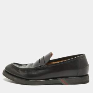 Gucci Black Leather Driver Loafers Size 43