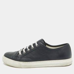 Gucci Navy Blue Leather Lace Up Sneakers Size 44