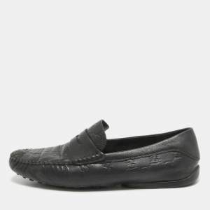 Gucci Black Guccissima Leather Penny Slip On Loafers Size 42.5