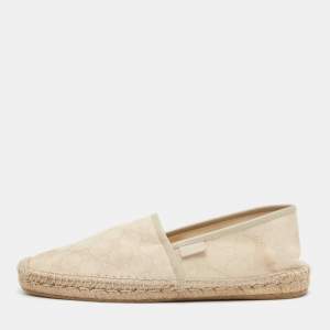  Gucci Cream Canvas GG Slip On Espadrille Size 43