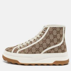 Gucci Beige GG Canvas Tennis 1977 Treck Sneakers Size 39