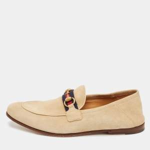 Gucci Beige Suede Horsebit Foldable Loafers Size 41