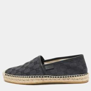 Gucci Black GG Canvas and Leather Espadrilles Flats Size 40.5