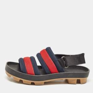 Gucci Tricolor Leather and Canvas Rimini Slingback Sandals Size 40.5