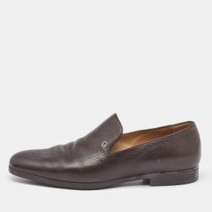 Gucci Brown Leather Slip On Loafers Size 40.5