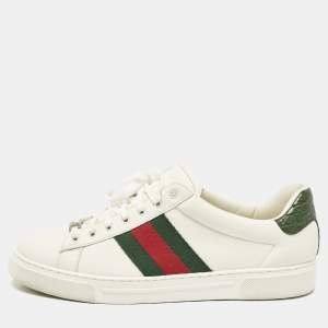 Gucci White Leather Web Ace Sneakers Size 43.5