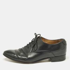 Gucci Black Leather Double G Oxfords Size 43