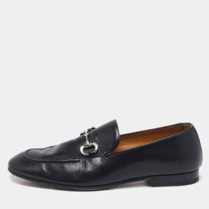 Gucci Black Leather Horsebit Donnie Loafers Size 43