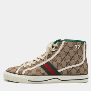 Gucci Beige/Ebony GG Canvas Tennis 1977 Sneakers Size 43