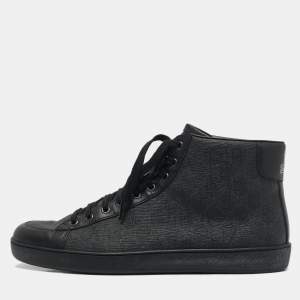 Gucci Black GG Supreme Canvas and Leather Brooklyn Sneakers Size 44